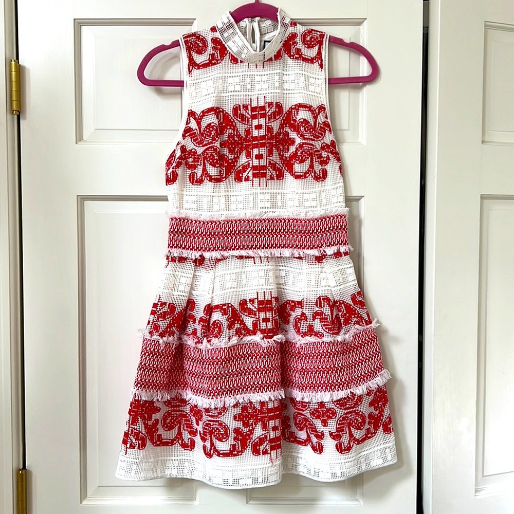 Alexis red and white dress